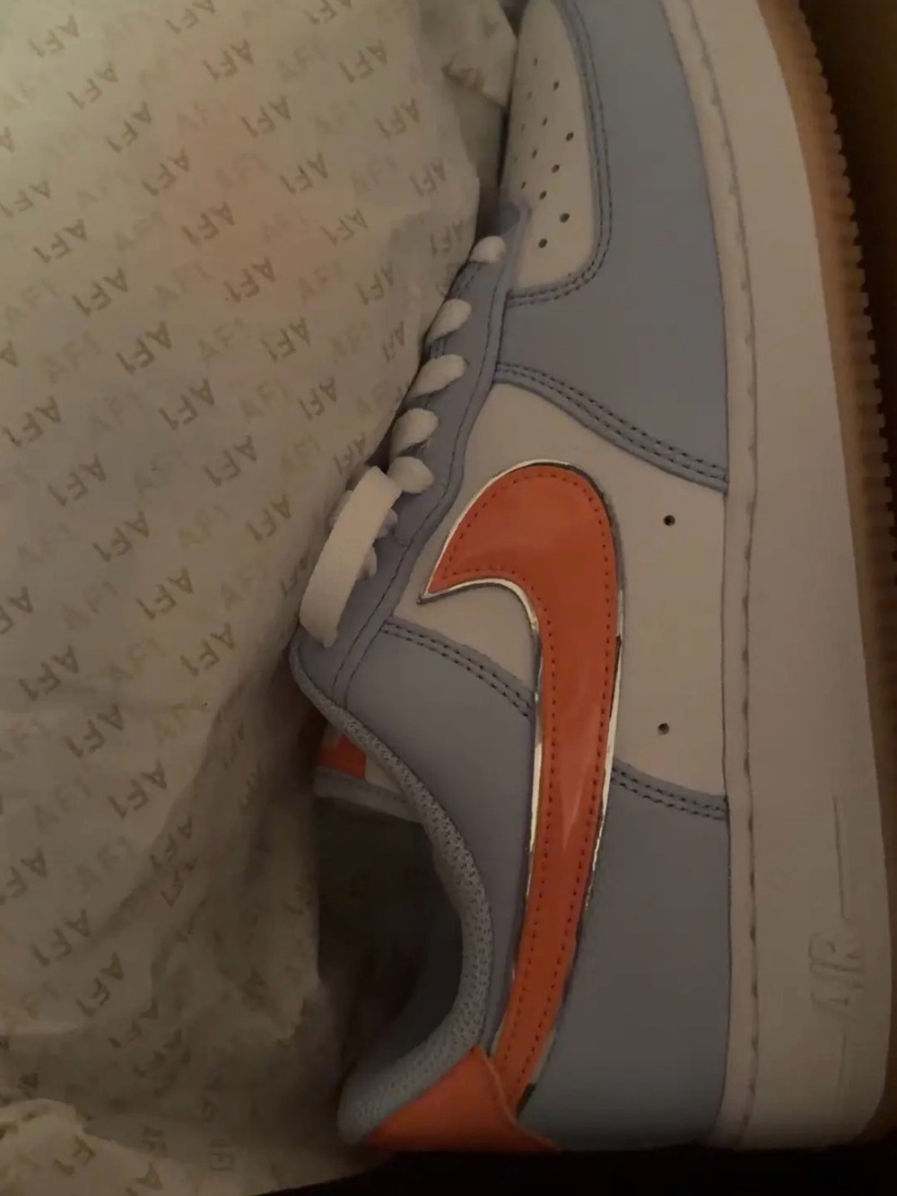 Women’s Low-Top Athletic Sneaker - Light Blue/White with Orange Accent